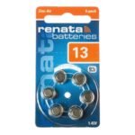 Renata 13 Zinc Air-Activated Hearing Aid Battery  6 Pcs